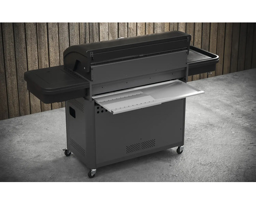 Grătar cu raft lateral și dulap inferior pe roți