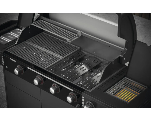 Grătar pe gaz cu grătare și elemente de control