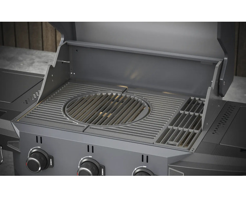 Grătar cu grătar și capac deschis