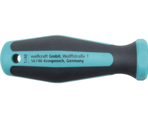 Mâner de șurubelniță cu informații despre compania Wolfcraft