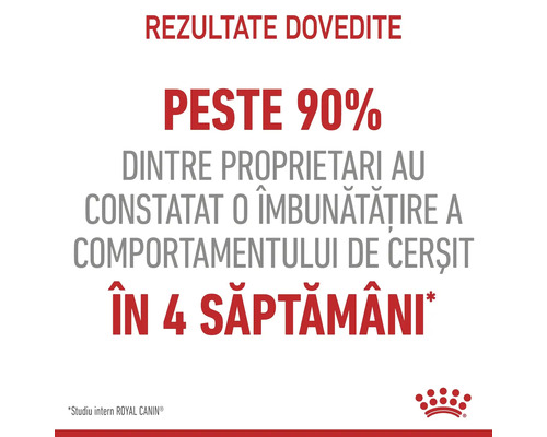 Peste 90% dintre proprietari au constatat o îmbunătăţire a comportamentului de cerşit în 4 săptămâni.