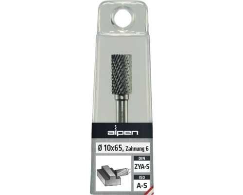 Freză din metal dur Alpen ZYA-S, 10 x 65 milimetri în blister