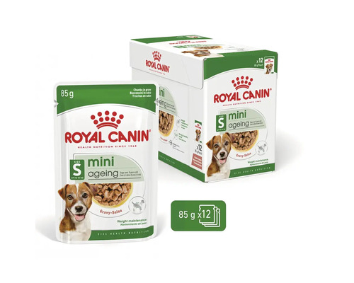Royal Canin Mini Ageing hrană pentru câini, porție de 85 de grame, pachet de 12
