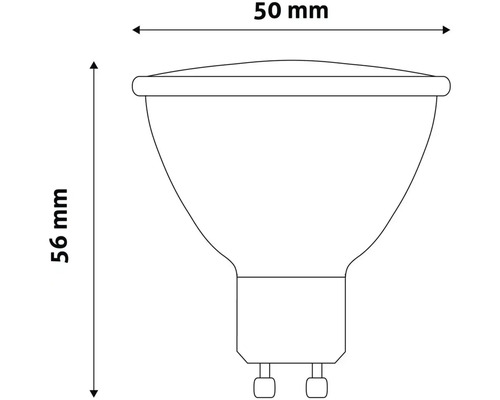 Imagine a unei lămpi cu dimensiunile de 50 mm lățime și 56 mm înălțime.