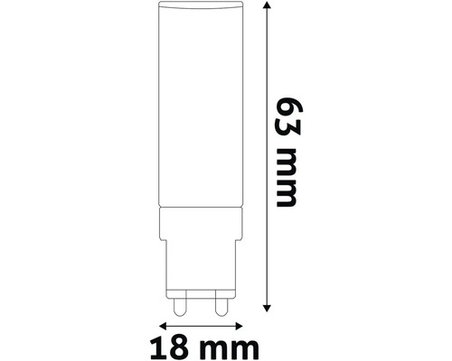 Imagine cu dimensiunile unui corp de iluminat: 63 de milimetri înălțime și 18 milimetri lățime