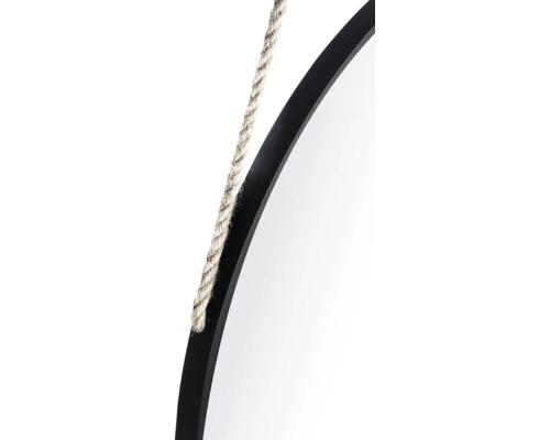 Oglindă rotundă cu ramă și frânghie de suspendare