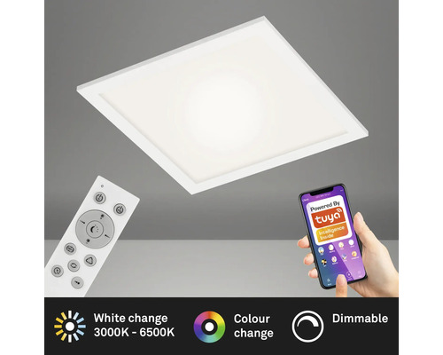 Plafonieră LED pătrată cu telecomandă și control prin smartphone
