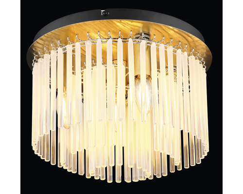 Lumină de plafon cu tije de sticlă și surse multiple de lumină