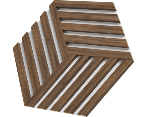 Decorațiune hexagonală de perete din lamele de lemn