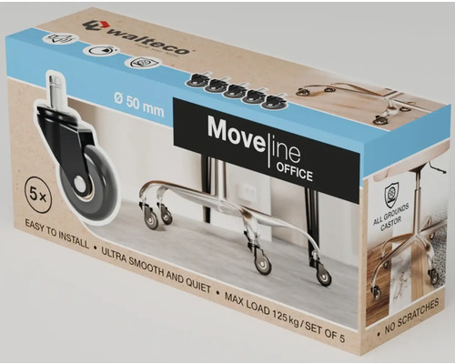 Set role pentru scaun de birou Walteco Moveline Office, cinci bucăți, diametru 50 milimetri