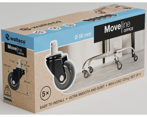 Role Walteco Moveline Office, set de cinci bucăți, diametru 50 milimetri