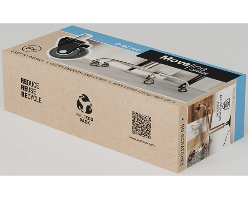 Set de role pentru mobilă cu 5 bucăți, diametru 50 mm, sarcină maximă 125 kg