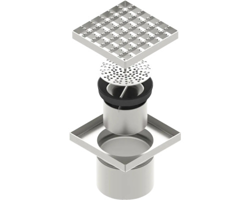 Sifon de pardoseală din inox cu grilă pătrată