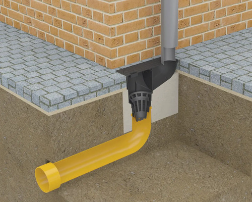 Scurgere pentru apă pluvială cu conductă în pământ