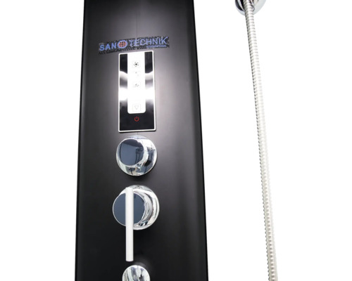 Panou de duș cu elemente de control și furtun de duș