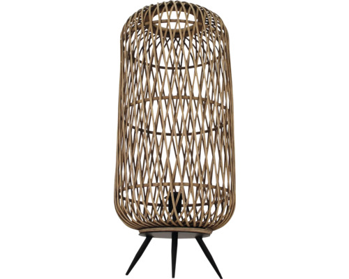 Lampă de masă cu abajur din ratan și bază neagră