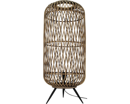 Lampă de podea din ratan cu bază neagră