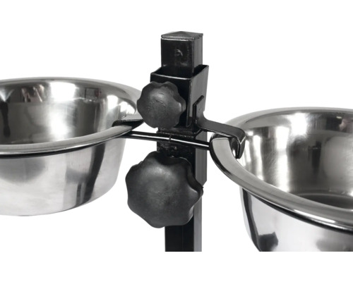 Suport reglabil pentru boluri pentru câini cu două boluri din oțel inoxidabil