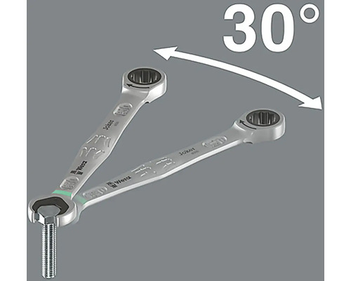 Reprezentare a unei chei fixe cu funcție de clichet și un unghi de rotație de 30 de grade