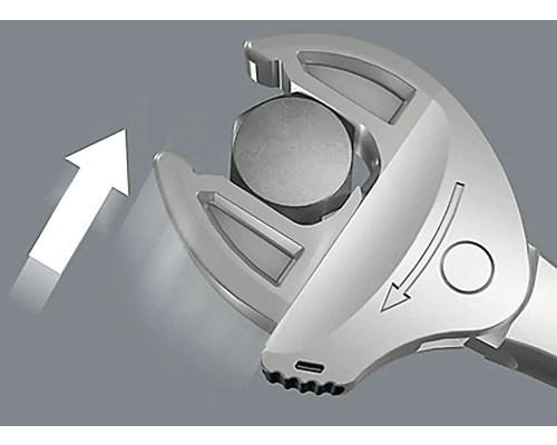 Cheie reglabilă în uz cu simboluri săgeată pentru direcția de rotație