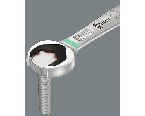 O cheie fixă marca Wera strânge un șurub.