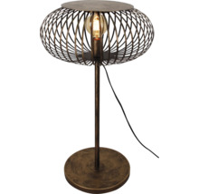 Lampă de masă cu abajur din sârmă metalică și bază rotundă