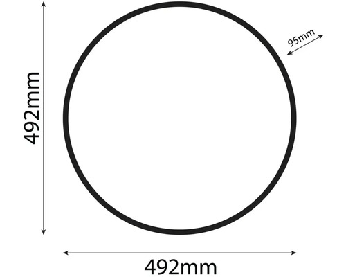 Diagramă circulară cu dimensiunile de 492 mm diametru și 95 mm lățime