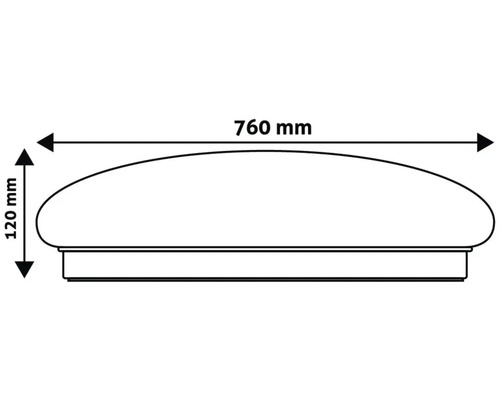 Desen tehnic al unui luminator de acoperiș cu dimensiunile de 760 mm lățime și 120 mm înălțime.