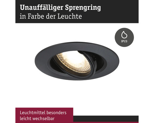 Spot încastrat cu sursă de lumină rotativă și grad de protecție IP23