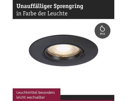 Spot încastrat negru cu protecție IP23