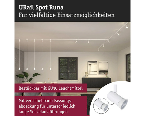 Spot URail Runa într-o cameră de zi, cu posibilități flexibile de utilizare.