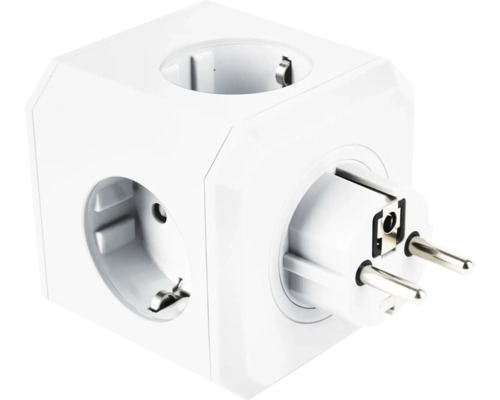 Cub de priză alb cu ștecher de contact de protecție