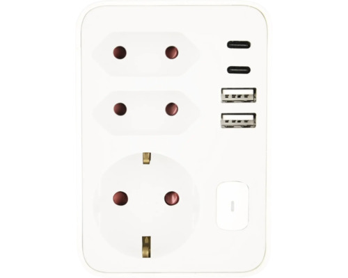 Adaptor priză cu două porturi USB A și două porturi USB C