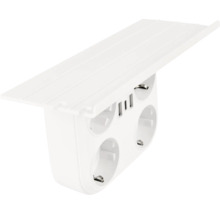 Bloc de prize alb cu porturi USB și raft de depozitare