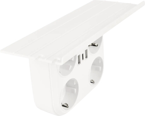 Bloc de prize alb cu porturi USB și raft de depozitare