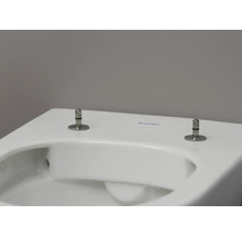 Vizualizare detaliată a unei toalete cu elemente de montaj