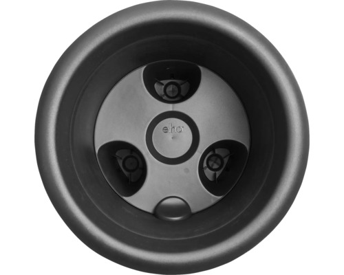 Vedere de sus a unui ghiveci de flori cu sigla Elho