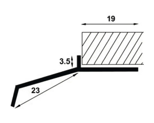 Desen tehnic al unui profil de tranziție cu dimensiunile 19, 3,5 și 23
