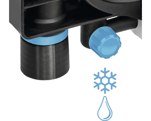 Imagine detaliată a unui robinet cu simbol pentru apă rece