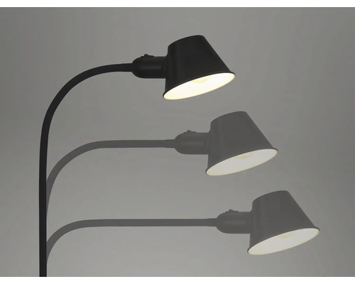 Lampă de podea neagră cu braț și abajur ajustabile