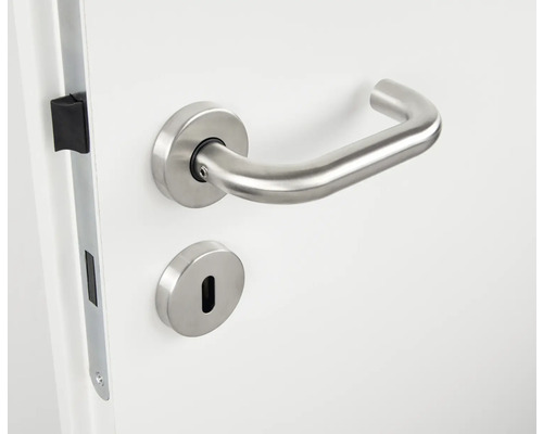 Feronerie de ușă din oțel inoxidabil cu încuietoare pe o ușă