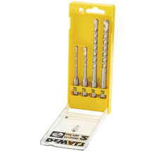 Set de burghie Dewalt cu patru burghie pentru piatră în ambalaj galben
