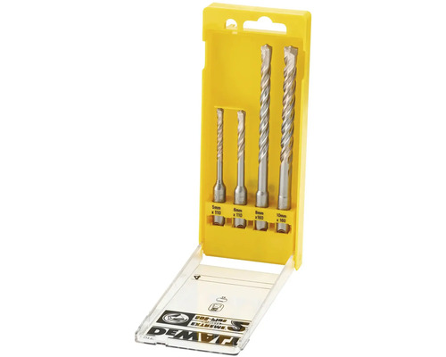 Set de burghie Dewalt cu patru burghie pentru piatră în ambalaj galben