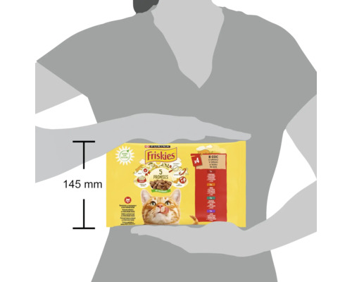 Friskies hrană pentru pisici, pachet multiplu cu carne de pasăre în sos, 4 pachete individuale