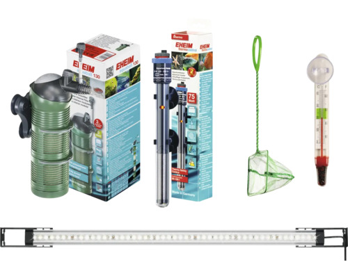 Set accesorii acvariu cu filtru, încălzitor, minciog, termometru și lumină LED