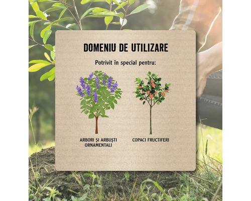 Domeniu de utilizare: Potrivit în special pentru arbori și arbuști ornamentali și copaci fructiferi.