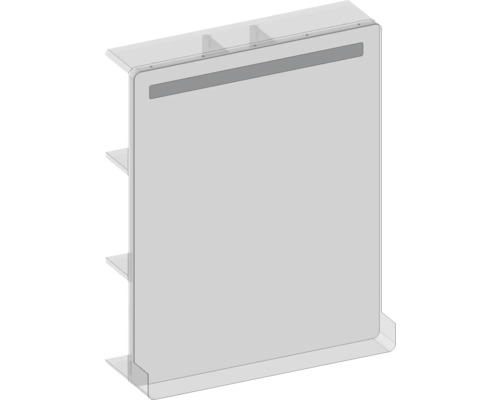 Sistem transparent de pereți despărțitori cu rafturi.