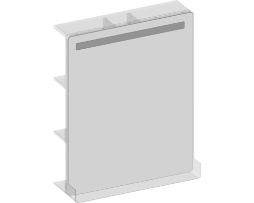 Raft de perete minimalist, transparent, cu rafturi laterale de depozitare