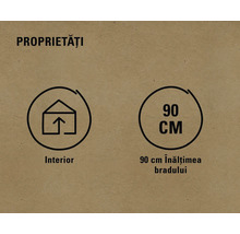 Simbol pentru interior și indicație a înălțimii de 90 de centimetri