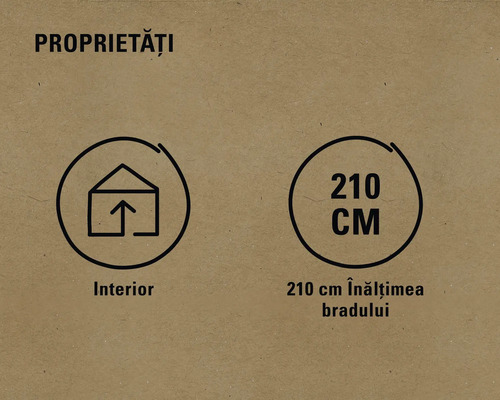 Simbol pentru utilizare la interior și menționarea înălțimii de 210 centimetri